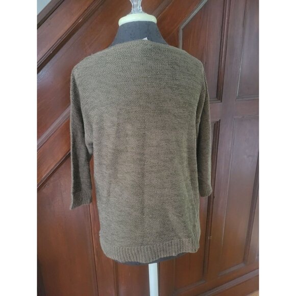 Chicos Brown Studded Knit Sweater Womens Size L Lightweight Pullover - Picture 3 of 8